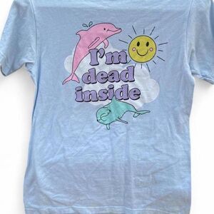 Black Matter "I'm Dead Inside" Baggy Y2K Style Blue Dolphin Graphic Tee S